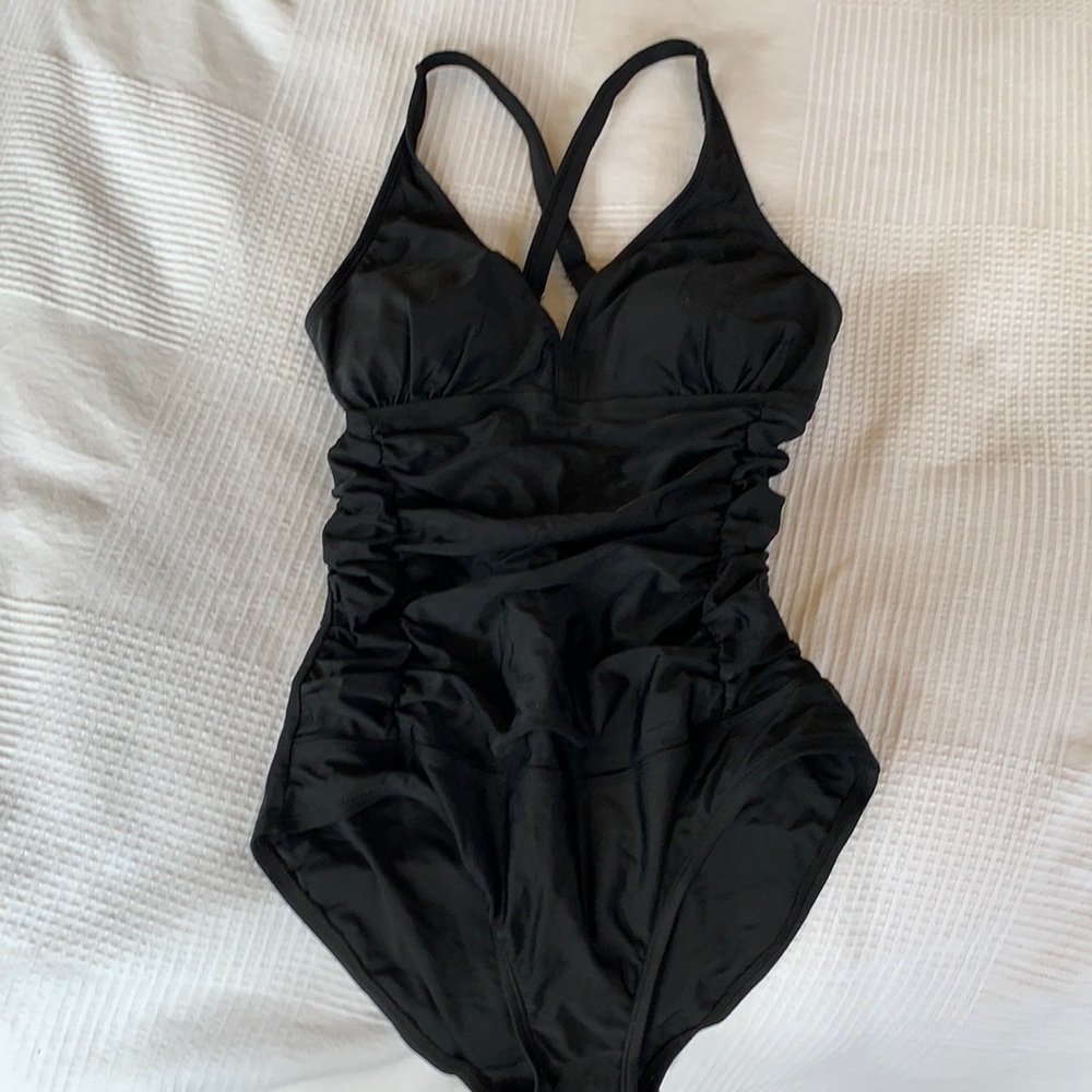Black slimming one-piece swimsuit Large. Brand new